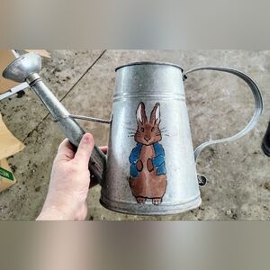 Vintage Silver Watering Can with Peter Rabbit